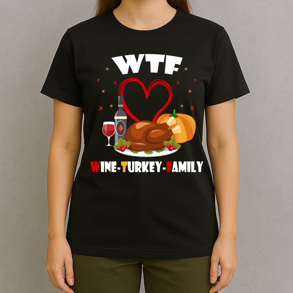 WTF Wine Turkey Family Thanksgiving T-Shirt