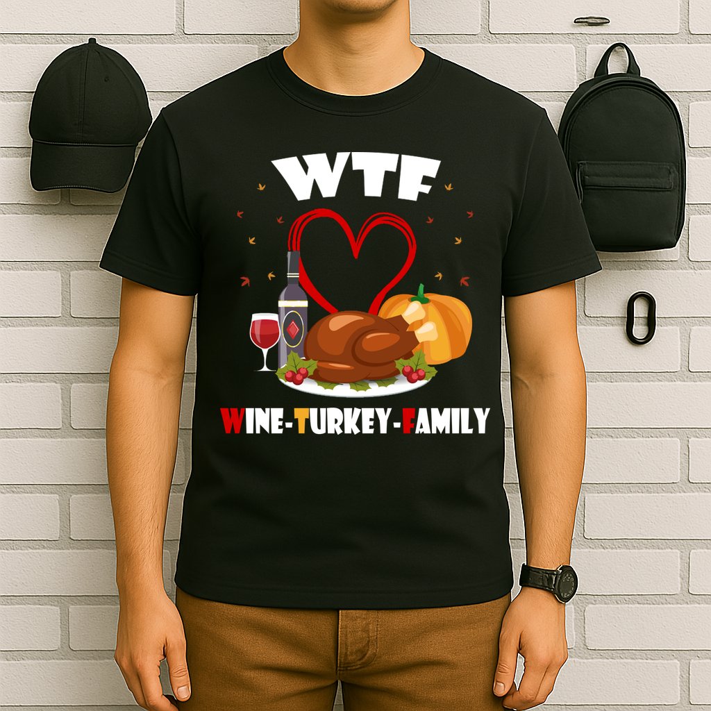 WTF Wine Turkey Family Thanksgiving T-Shirt