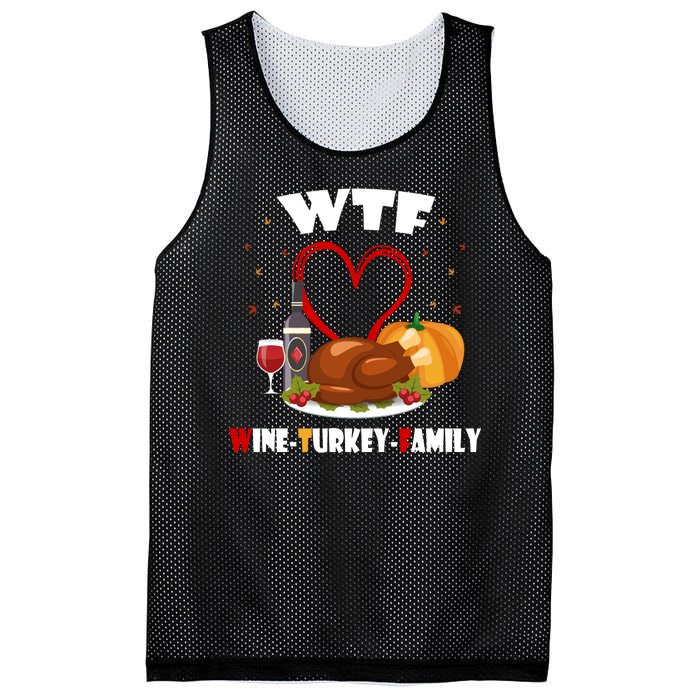 WTF Wine Turkey Family Thanksgiving Mesh Reversible Basketball Jersey Tank