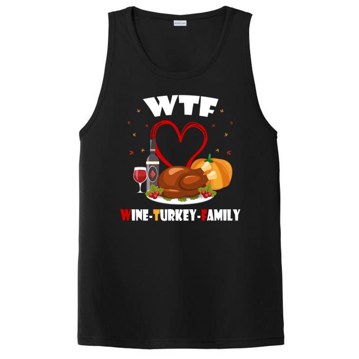 WTF Wine Turkey Family Thanksgiving PosiCharge Competitor Tank