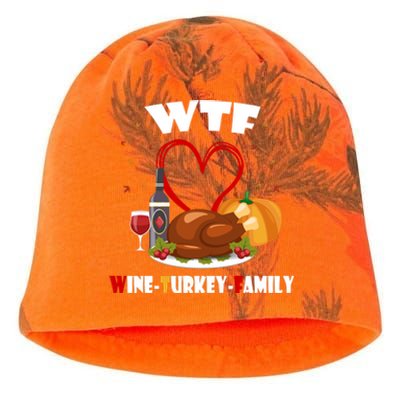 WTF Wine Turkey Family Thanksgiving Kati - Camo Knit Beanie