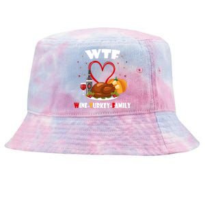 WTF Wine Turkey Family Thanksgiving Tie-Dyed Bucket Hat