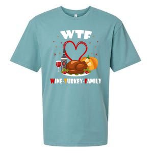 WTF Wine Turkey Family Thanksgiving Sueded Cloud Jersey T-Shirt