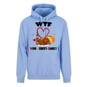 WTF Wine Turkey Family Thanksgiving Unisex Surf Hoodie