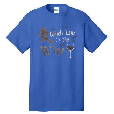 Witch Way To The Wine Vintage Halloween Wine Lover Gift Tall T-Shirt