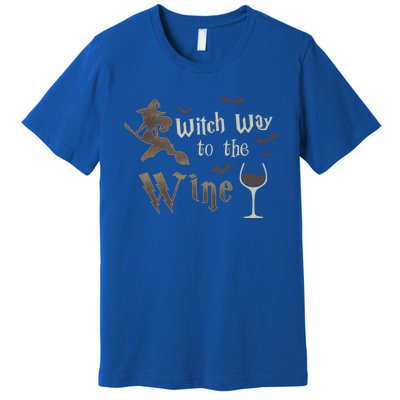 Witch Way To The Wine Vintage Halloween Wine Lover Gift Premium T-Shirt