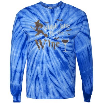 Witch Way To The Wine Vintage Halloween Wine Lover Gift Tie-Dye Long Sleeve Shirt