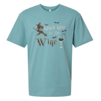 Witch Way To The Wine Vintage Halloween Wine Lover Gift Sueded Cloud Jersey T-Shirt