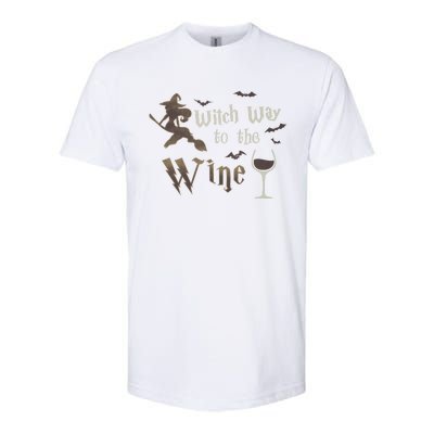 Witch Way To The Wine Vintage Halloween Wine Lover Gift Softstyle CVC T-Shirt