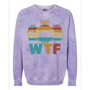 Wtf Wine Turkey Family Gift Happy Thanksgiving 2020 Funny Gift Cool Gift Colorblast Crewneck Sweatshirt