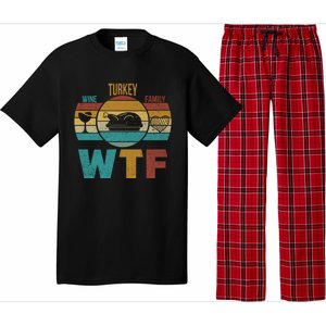 Wtf Wine Turkey Family Gift Happy Thanksgiving 2020 Funny Gift Cool Gift Pajama Set