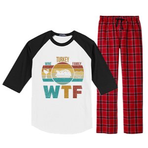 Wtf Wine Turkey Family Gift Happy Thanksgiving 2020 Funny Gift Cool Gift Raglan Sleeve Pajama Set