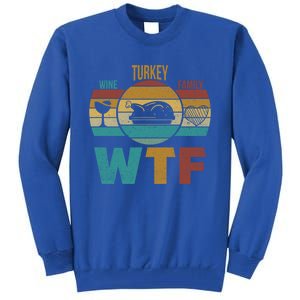 Wtf Wine Turkey Family Gift Happy Thanksgiving 2020 Funny Gift Cool Gift Tall Sweatshirt