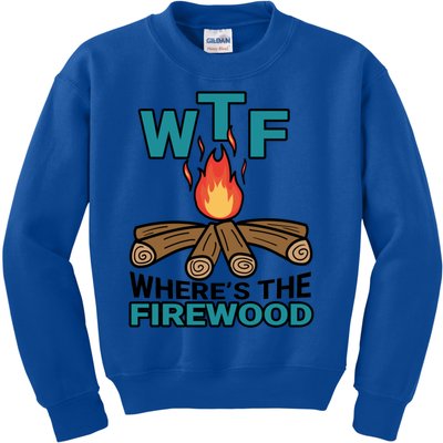 Wtf WhereS The Firewood Bonfire Campfire Camping Gift Kids Sweatshirt