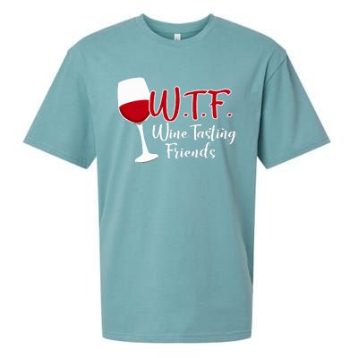 Wtf Wine Tasting Friends Drinking Gift Sueded Cloud Jersey T-Shirt