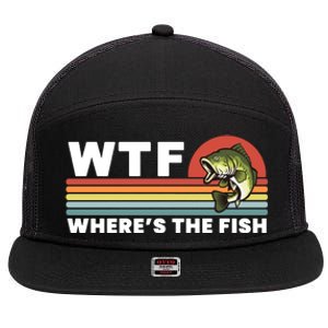 WTF Where's The Fish Funny Fisherman 7 Panel Mesh Trucker Snapback Hat