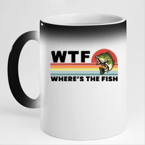 WTF Where's The Fish Funny Fisherman 11oz Black Color Changing Mug