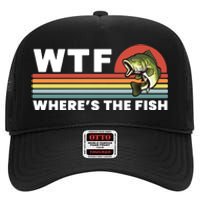 WTF Where's The Fish Funny Fisherman High Crown Mesh Back Trucker Hat