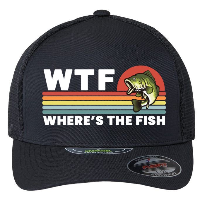 WTF Where's The Fish Funny Fisherman Flexfit Unipanel Trucker Cap