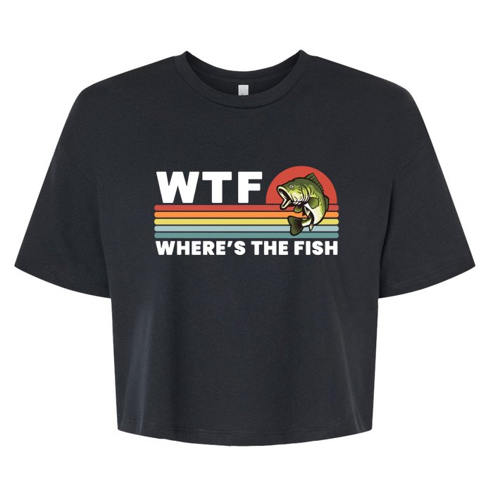 WTF Where's The Fish Funny Fisherman Bella+Canvas Jersey Crop Tee