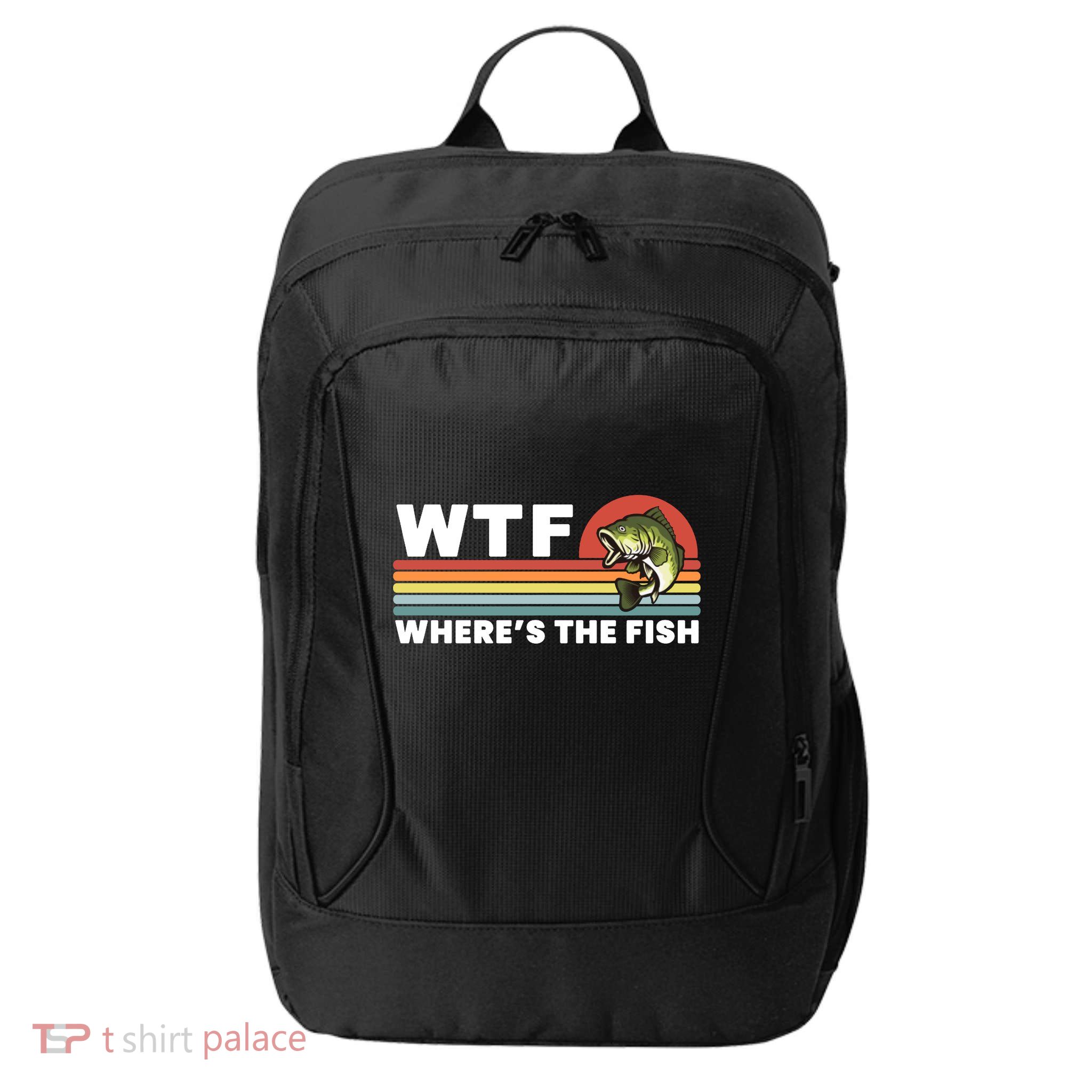 WTF Where's The Fish Funny Fisherman City Backpack