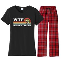 WTF Where's The Fish Funny Fisherman Women's Flannel Pajama Set