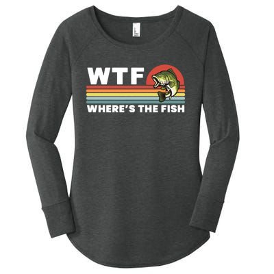 WTF Where's The Fish Funny Fisherman Women's Perfect Tri Tunic Long Sleeve Shirt