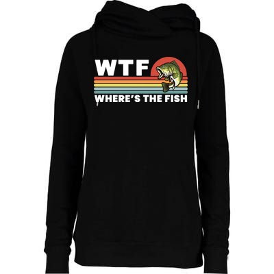 WTF Where's The Fish Funny Fisherman Womens Funnel Neck Pullover Hood