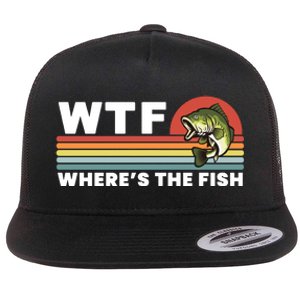 WTF Where's The Fish Funny Fisherman Flat Bill Trucker Hat