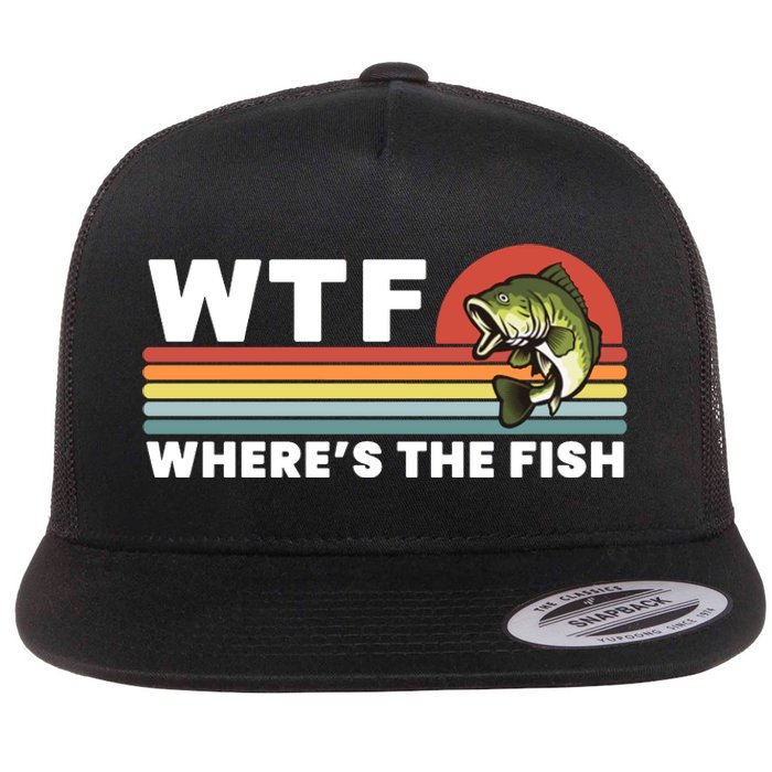 WTF Where's The Fish Funny Fisherman Flat Bill Trucker Hat