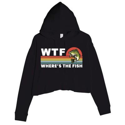 WTF Where's The Fish Funny Fisherman Crop Fleece Hoodie