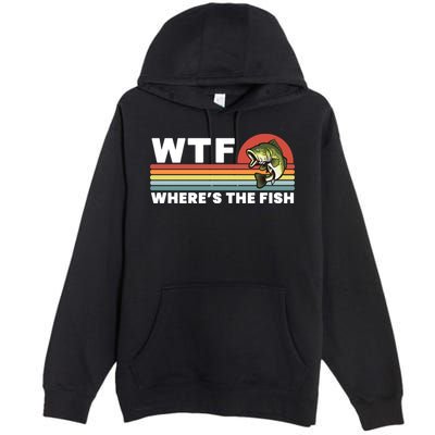 WTF Where's The Fish Funny Fisherman Premium Pullover Hoodie
