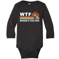 WTF Where's The Fish Funny Fisherman Baby Long Sleeve Bodysuit