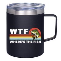 WTF Where's The Fish Funny Fisherman 12oz Stainless Steel Coffee Mug