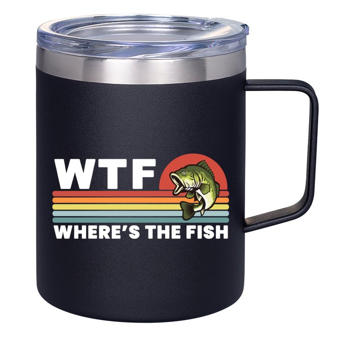 WTF Where's The Fish Funny Fisherman 12oz Stainless Steel Coffee Mug