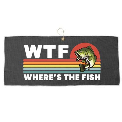 WTF Where's The Fish Funny Fisherman Large Microfiber Waffle Golf Towel