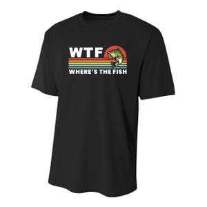 WTF Where's The Fish Funny Fisherman Youth Performance Sprint T-Shirt