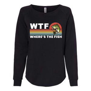 WTF Where's The Fish Funny Fisherman Womens California Wash Sweatshirt