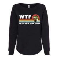 WTF Where's The Fish Funny Fisherman Womens California Wash Sweatshirt