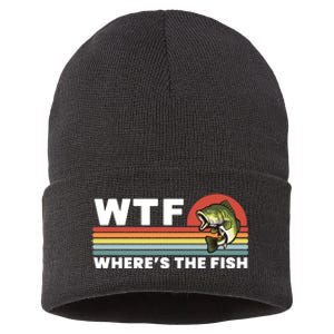 WTF Where's The Fish Funny Fisherman Sustainable Knit Beanie