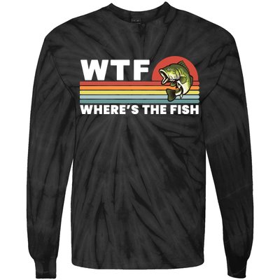 WTF Where's The Fish Funny Fisherman Tie-Dye Long Sleeve Shirt