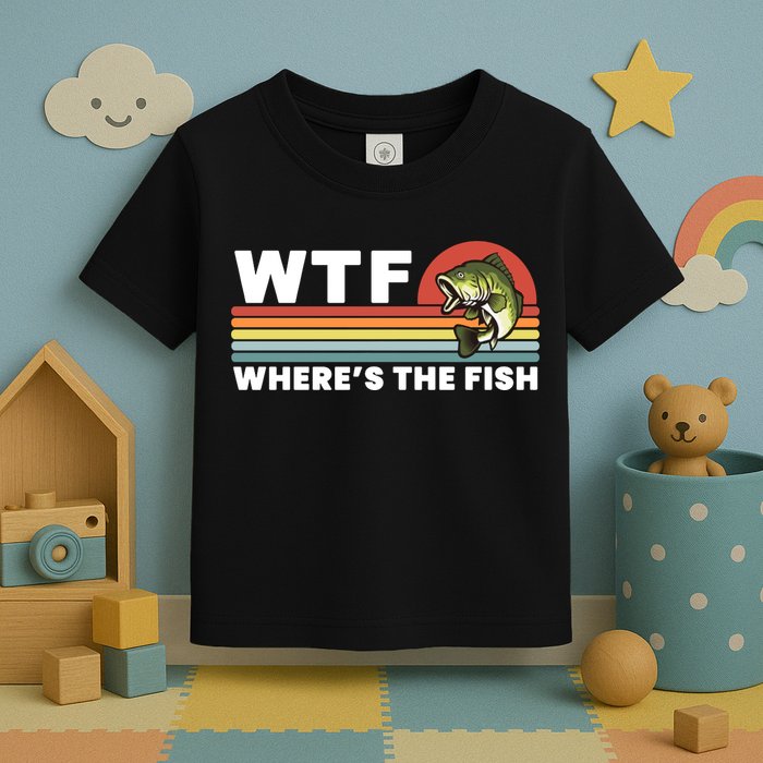 WTF Where's The Fish Funny Fisherman Toddler T-Shirt
