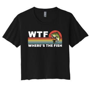 WTF Where's The Fish Funny Fisherman Women's Crop Top Tee