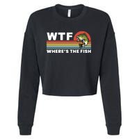 WTF Where's The Fish Funny Fisherman Cropped Pullover Crew