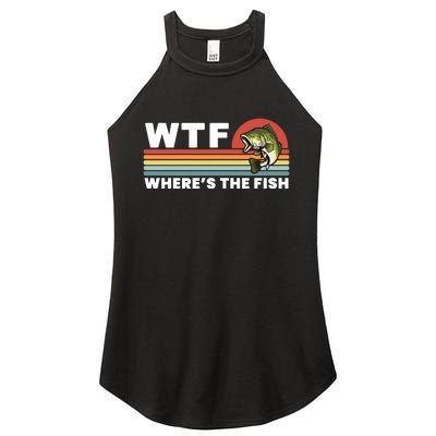 WTF Where's The Fish Funny Fisherman Women’s Perfect Tri Rocker Tank