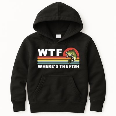 WTF Where's The Fish Funny Fisherman Kids Hoodie