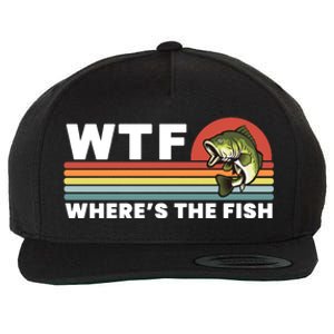 WTF Where's The Fish Funny Fisherman Wool Snapback Cap