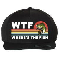 WTF Where's The Fish Funny Fisherman Wool Snapback Cap