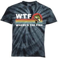 WTF Where's The Fish Funny Fisherman Kids Tie-Dye T-Shirt