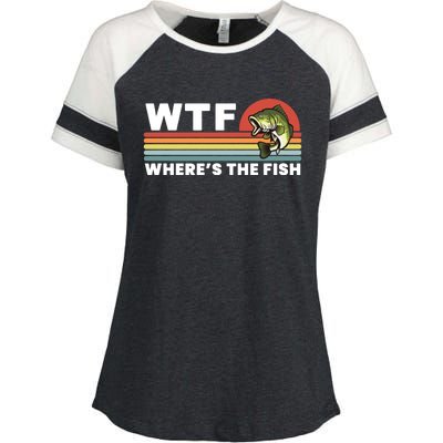 WTF Where's The Fish Funny Fisherman Enza Ladies Jersey Colorblock Tee